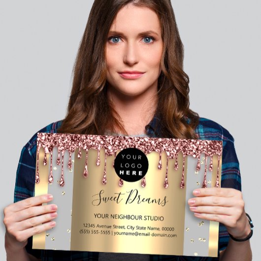 Carte De Visite Logo Hair maquillage clous SPA QR Code Gris