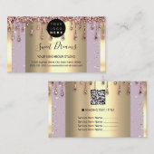 Carte De Visite Logo Hair maquillage clous SPA QR Code violet (Devant / Derrière)