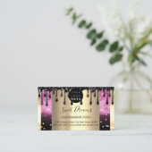 Carte De Visite Logo Hair maquillage clous SPA QRCode rose (Debout devant)