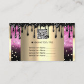 Carte De Visite Logo Hair maquillage clous SPA QRCode rose (Dos)