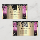 Carte De Visite Logo Hair maquillage clous SPA QRCode rose (Devant / Derrière)
