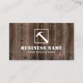 Carte De Visite Logo Handyman Carpenter Hammer Bois rustique (Devant)