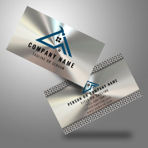 Carte De Visite Logo Handyman Professionnel Entrepreneur en métal 