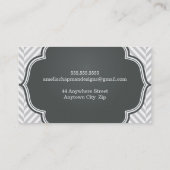 Carte De Visite LOGO herringbone moderne motif gris badge argent (Dos)