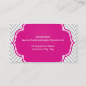 Carte De Visite LOGO herringbone moderne motif rose badge gris (Dos)