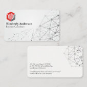 Carte De Visite Logo Hexagonal Tech moderne | Arrière - plan résea (Devant / Derrière)