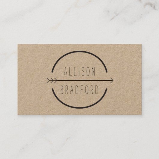 Carte De Visite Logo Hip and Rustic Arrow sur Kraft (Devant)