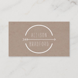 Carte De Visite Logo Hip and Rustic Arrow sur Tan Cardboard II