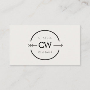 Carte De Visite LOGO HIP & EDGY MONOGRAM avec FLÈCHE sur GRIS CLAI