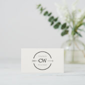 Carte De Visite LOGO HIP & EDGY MONOGRAM avec FLÈCHE sur GRIS CLAI (Debout devant)