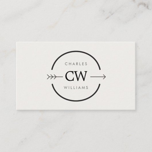 Carte De Visite LOGO HIP & EDGY MONOGRAM avec FLÈCHE sur GRIS CLAI (Devant)