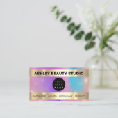 Carte De Visite Logo Hologramme or du coiffeur de maquillage (Debout devant)