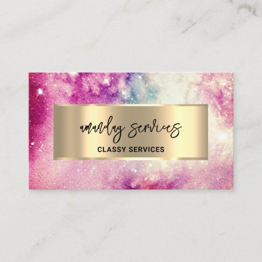 Carte De Visite Logo Holograph QR Code Shop Stars Galaxy Business (Devant)
