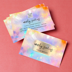 Carte De Visite Logo Holographe Code QR Boutique Nails maquillage
