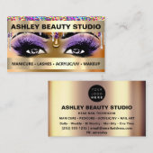 Carte De Visite Logo Holographe Rose Parties scintillant de maquil (Devant / Derrière)