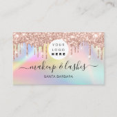 Carte De Visite Logo Holographique bleu rose Lash Lash Drip (Devant)