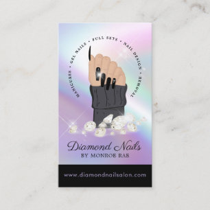 Carte De Visite Logo Holographique Nail Tech Nail Salon tendance m