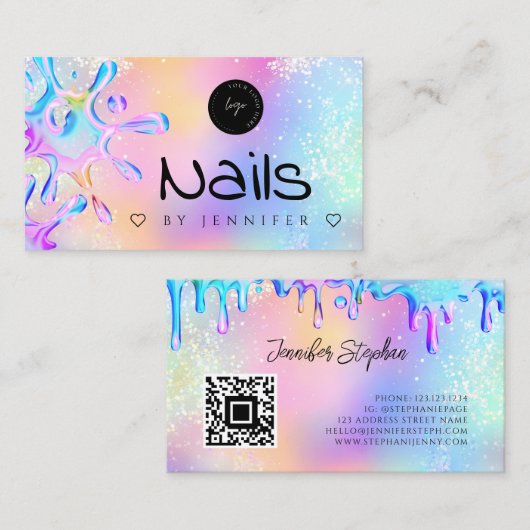 Carte De Visite Logo Holographique Parties scintillant Polonaise N (Devant / Derrière)