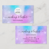 Carte De Visite Logo Holographique Pearly Pink ongles de maquillag (Devant / Derrière)