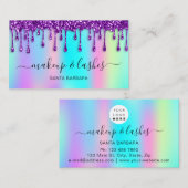 Carte De Visite Logo holographique QR Code Lash Maquillage Cheveux (Devant / Derrière)