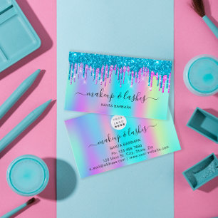 Carte De Visite Logo holographique QR Code Lash Maquillage Déchet