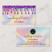 Carte De Visite Logo holographique QR Code Lash Maquillage Hair St (Devant / Derrière)