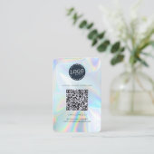 Carte De Visite Logo Holographique QR Code Site des médias sociaux (Debout devant)