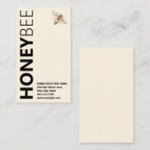 Carte De Visite Logo HONEYBee Typographie verticale Ivory White (Devant / Derrière)