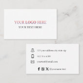 Carte De Visite Logo horizontal personnalisé - Pas de commande min (Devant / Derrière)