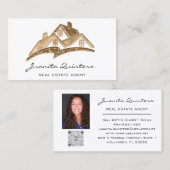 Carte De Visite Logo House Real Estate Agent Professional QR Code (Devant / Derrière)