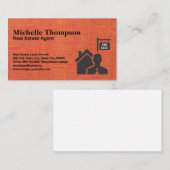 Carte De Visite Logo immobilier à vendre | Texture en tissu rouge (Devant / Derrière)