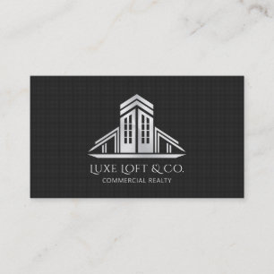 Carte De Visite Logo Immobilier Abstrait Fibre de Carbone