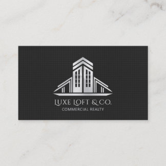 Carte De Visite Logo Immobilier Abstrait | Fibre de Carbone