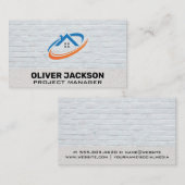 Carte De Visite Logo immobilier | Arrière-plan de mur de briques (Devant / Derrière)