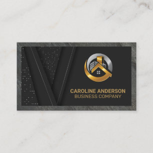 Carte De Visite Logo immobilier   Black Gold Arrière - plan Busine