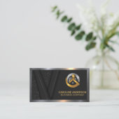 Carte De Visite Logo immobilier | Black Luxury Gold | Métallique (Debout devant)