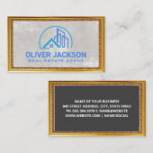 Carte De Visite Logo immobilier | Cadre Or Luxe (Devant / Derrière)
