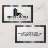 Carte De Visite Logo immobilier commercial Builder | Bordure métal (Devant / Derrière)
