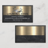 Carte De Visite Logo immobilier | Cuir métallique (Devant / Derrière)