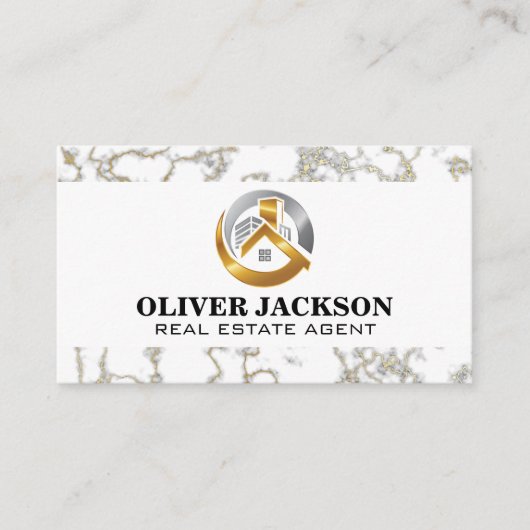 Carte De Visite Logo immobilier | Découpe en marbre (Devant)