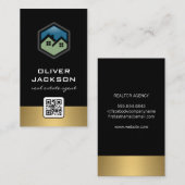 Carte De Visite Logo immobilier | Découpe Or | Code barre QR (Devant / Derrière)