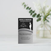 Carte De Visite Logo immobilier | Femme d'affaires (Debout devant)
