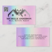 Carte De Visite Logo immobilier | Holographique géométrique | Code (Devant / Derrière)