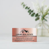 Carte De Visite Logo immobilier | Huile d'or rose | Luxe (Debout devant)