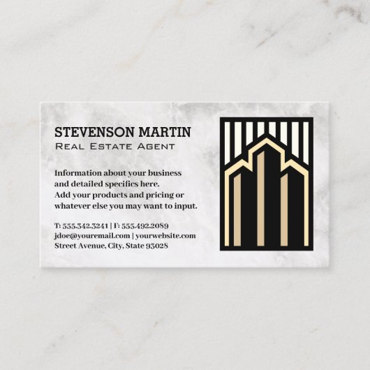 Carte De Visite Logo Immobilier | Marbre (Devant)
