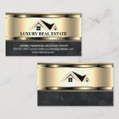 Carte De Visite Logo immobilier | Marbre métal or (Devant / Derrière)