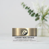 Carte De Visite Logo immobilier | Marbre métal or (Debout devant)
