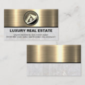 Carte De Visite Logo immobilier | Marbre métal or (Devant / Derrière)