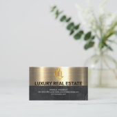 Carte De Visite Logo immobilier | Marbre noir métal or (Debout devant)
