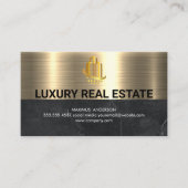 Carte De Visite Logo immobilier | Marbre noir métal or (Devant)